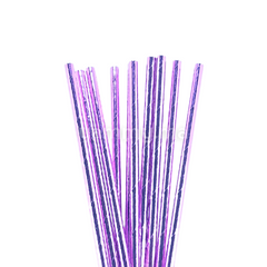 25 Pailles Papier pour Cake Pops Violet Métallisé