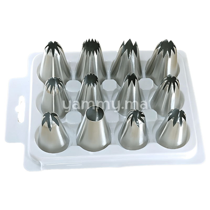 SET. 12 Douilles Pâtisserie en Inox